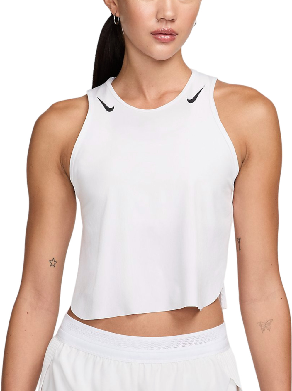 Nike AeroSwift Dri-FIT ADV Cropped Running Tank White FN2713-100 Women’s Size L